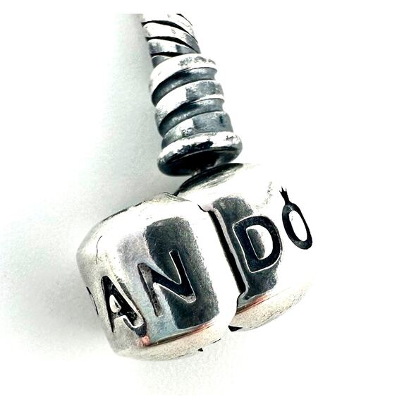 Pandora 925 Authentic Sterling Silver Snake Chain Charm 7” Bracelet - Picture 6 of 8